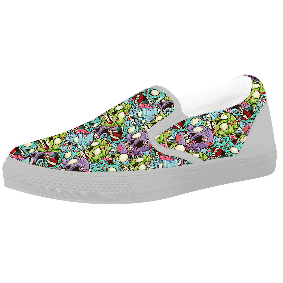 Zombie Bloody Print Pattern White Slip On Shoes-grizzshop