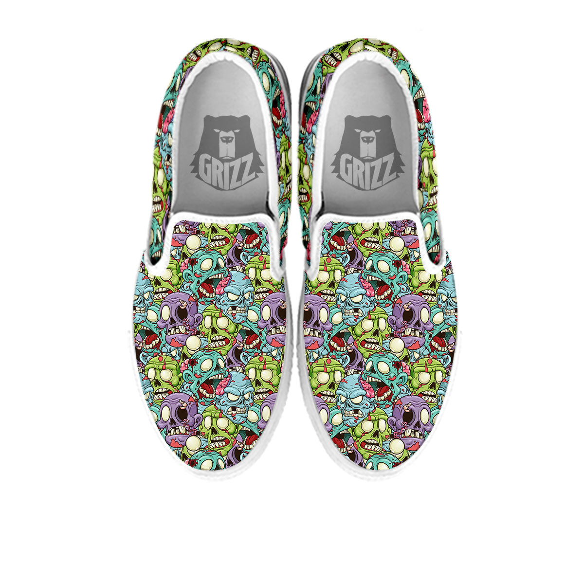 Zombie Bloody Print Pattern White Slip On Shoes-grizzshop