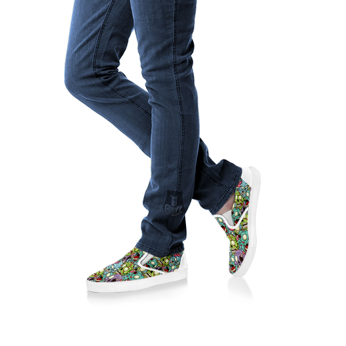 Zombie Bloody Print Pattern White Slip On Shoes-grizzshop