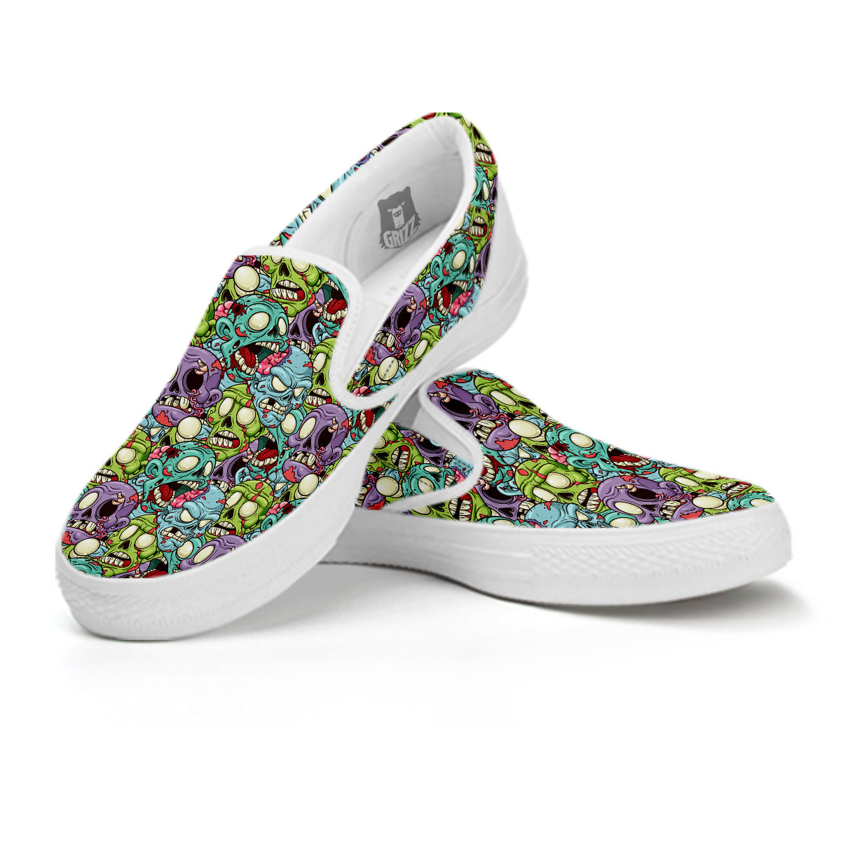 Zombie Bloody Print Pattern White Slip On Shoes-grizzshop