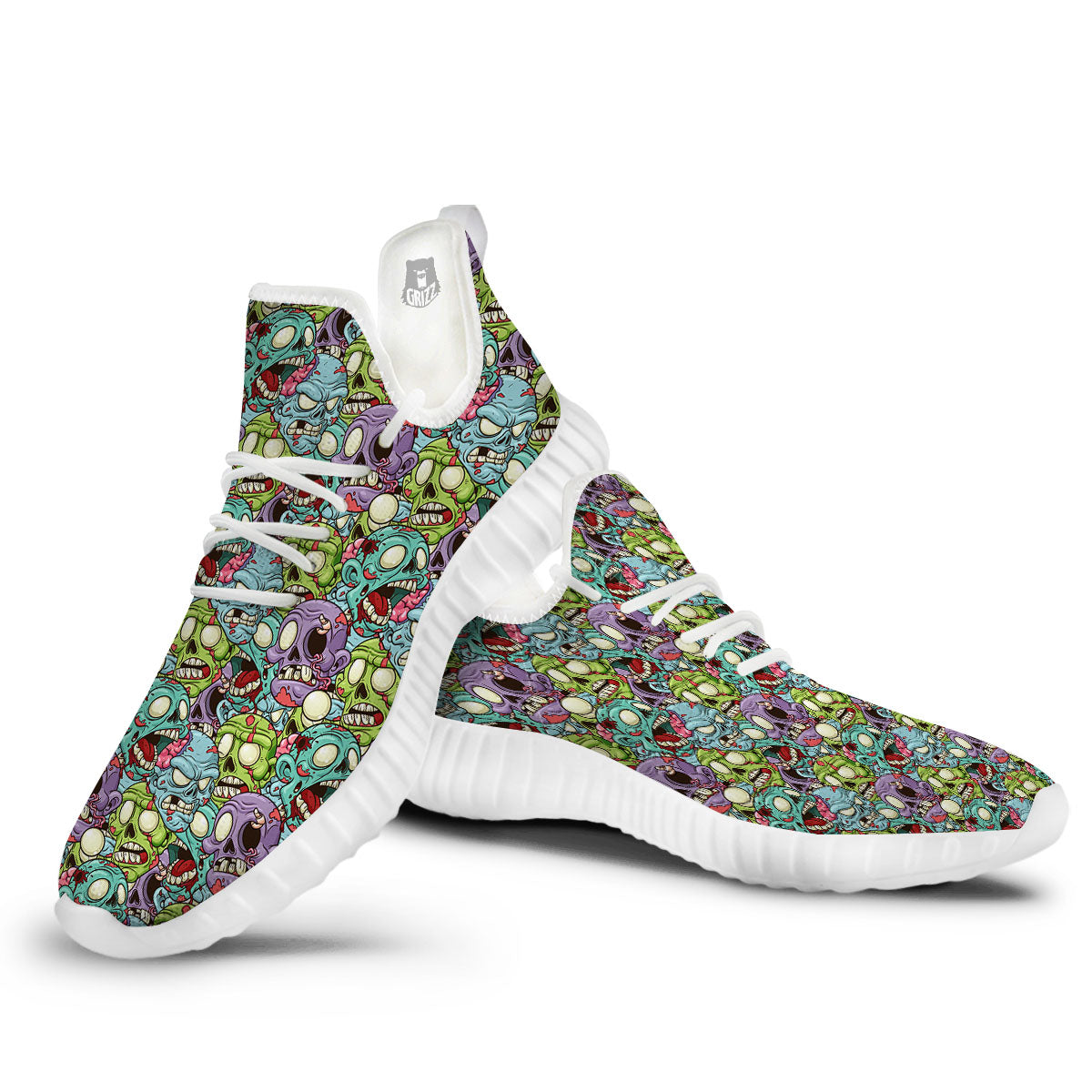 Zombie Bloody Print Pattern White Walking Shoes-grizzshop