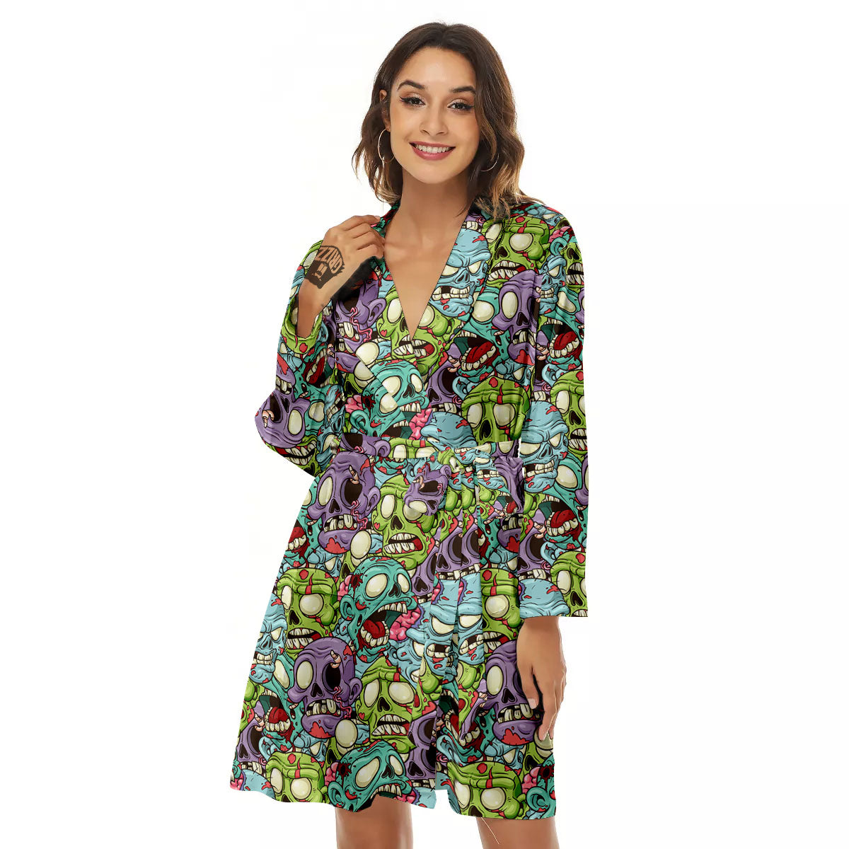 Zombie Bloody Print Pattern Women's Robe-grizzshop