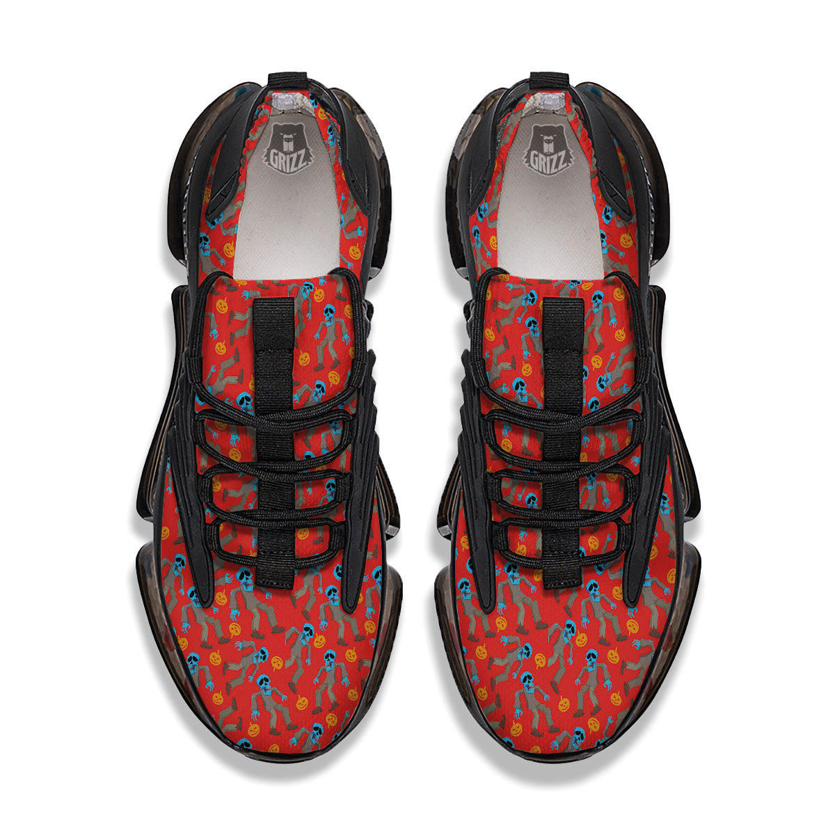 Zombie Blue Print Pattern Black Gym Shoes-grizzshop