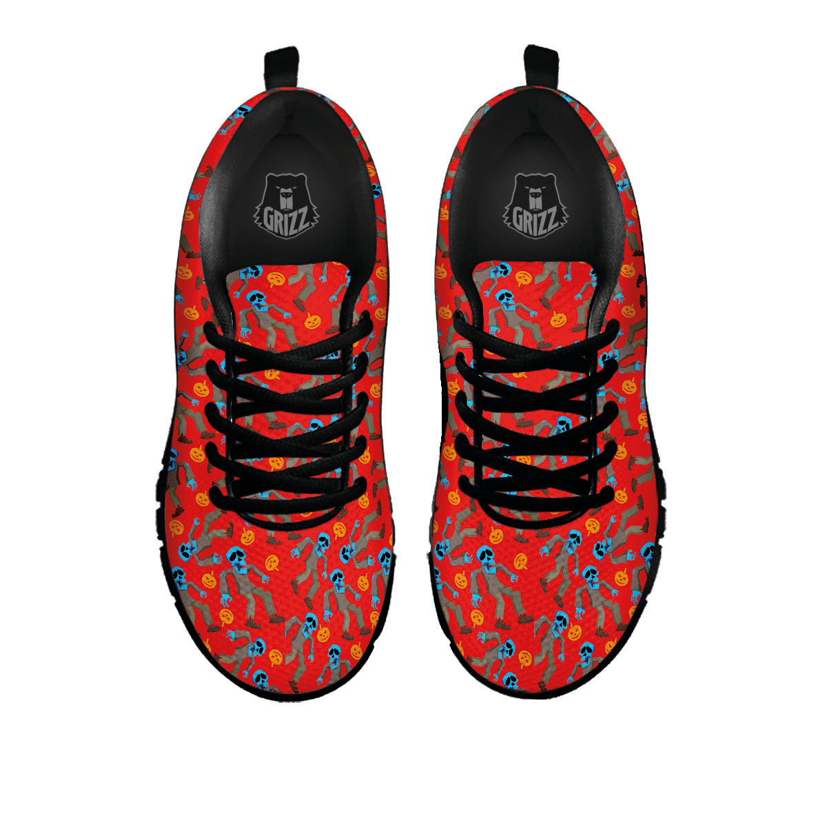 Zombie Blue Print Pattern Black Sneaker-grizzshop