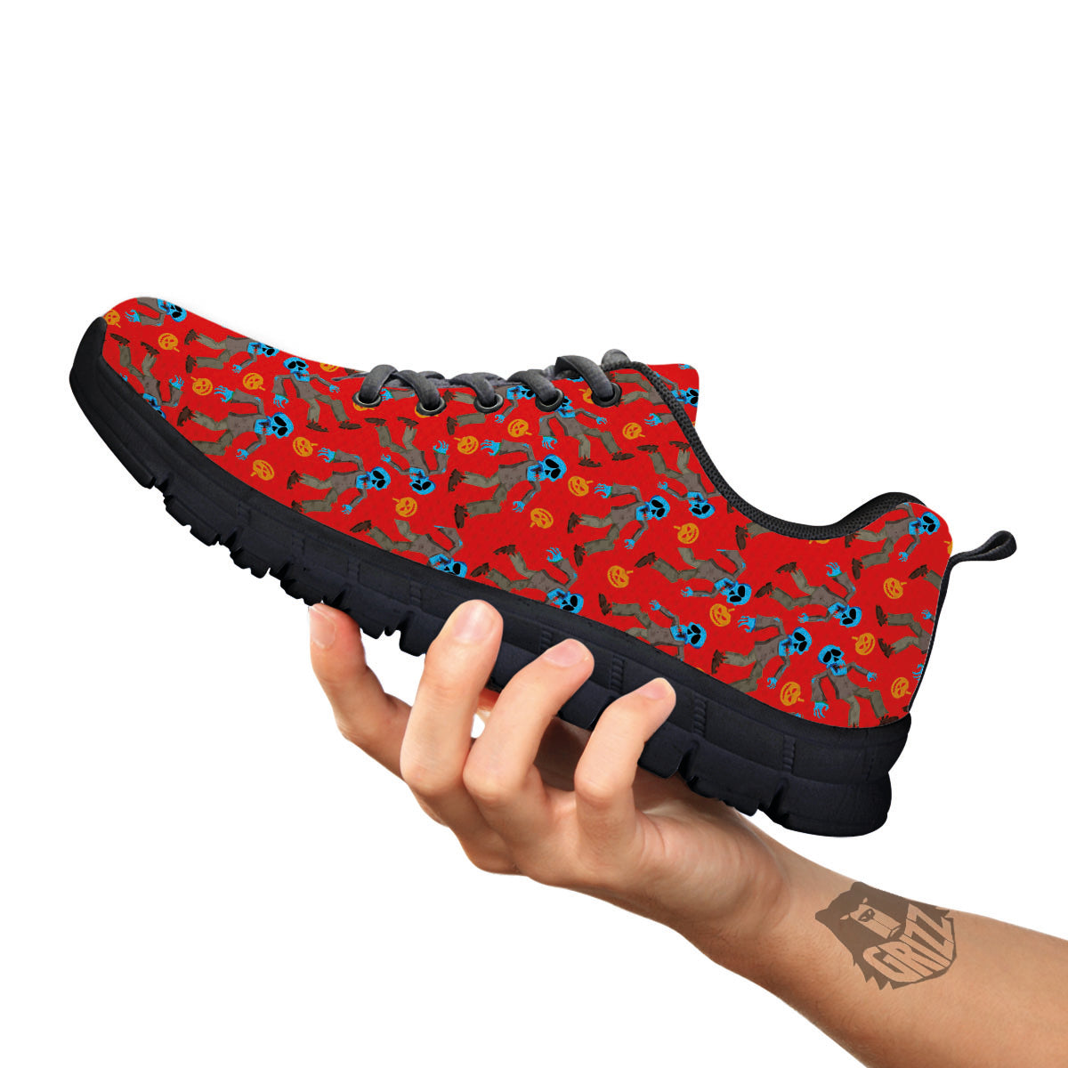 Zombie Blue Print Pattern Black Sneaker-grizzshop