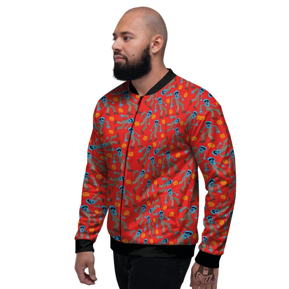 Zombie Blue Print Pattern Men's Bomber Jacket-grizzshop