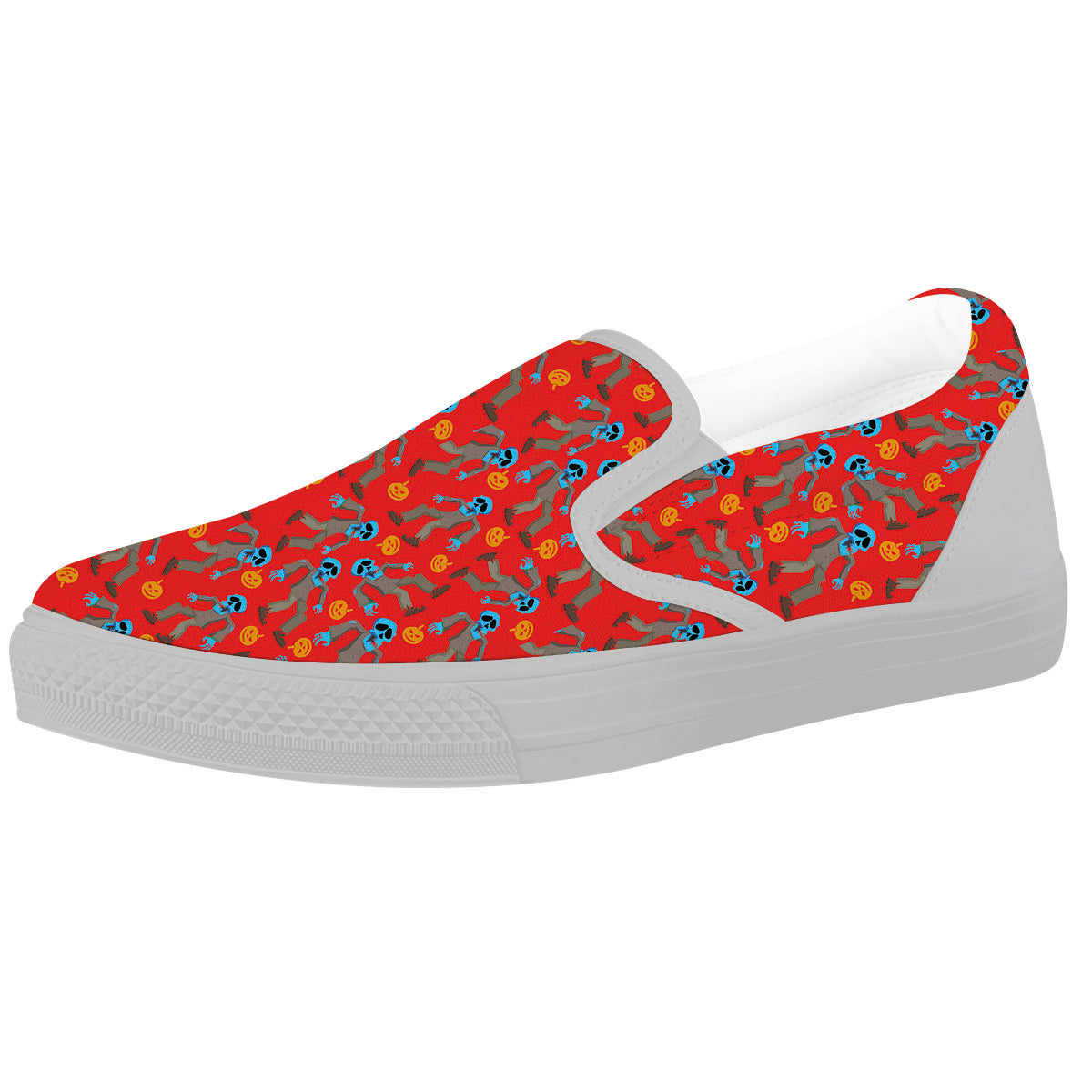 Zombie Blue Print Pattern White Slip On Shoes-grizzshop