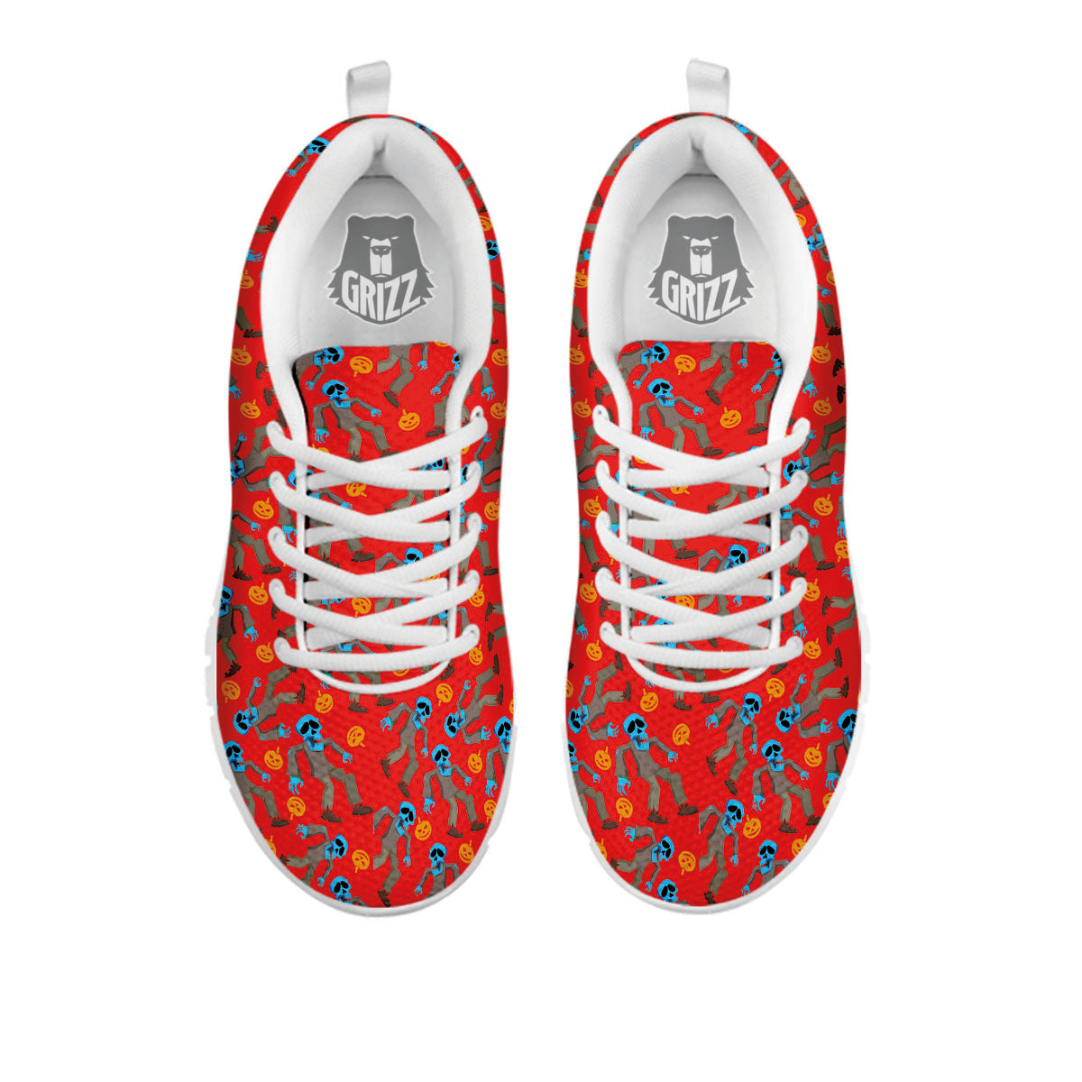 Zombie Blue Print Pattern White Sneaker-grizzshop