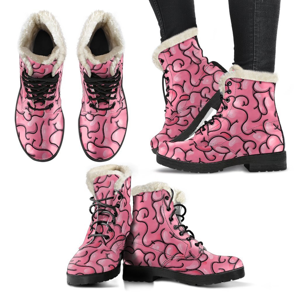 Zombie Brain Halloween Pattern Print Comfy Winter Boots-grizzshop
