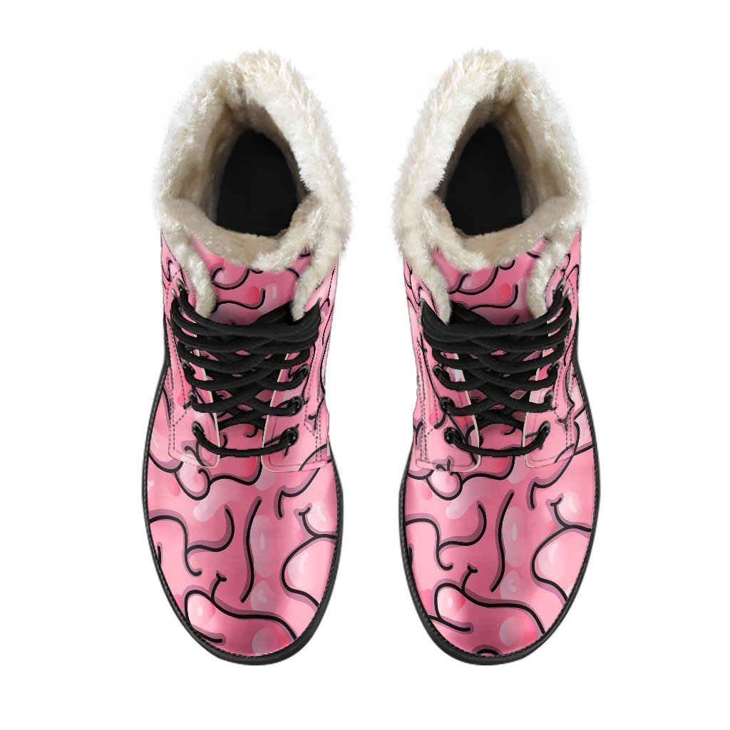 Zombie Brain Halloween Pattern Print Comfy Winter Boots-grizzshop
