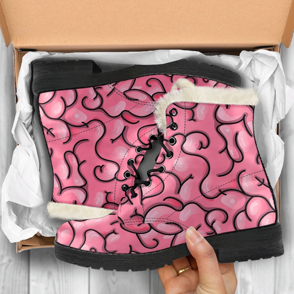 Zombie Brain Halloween Pattern Print Comfy Winter Boots-grizzshop