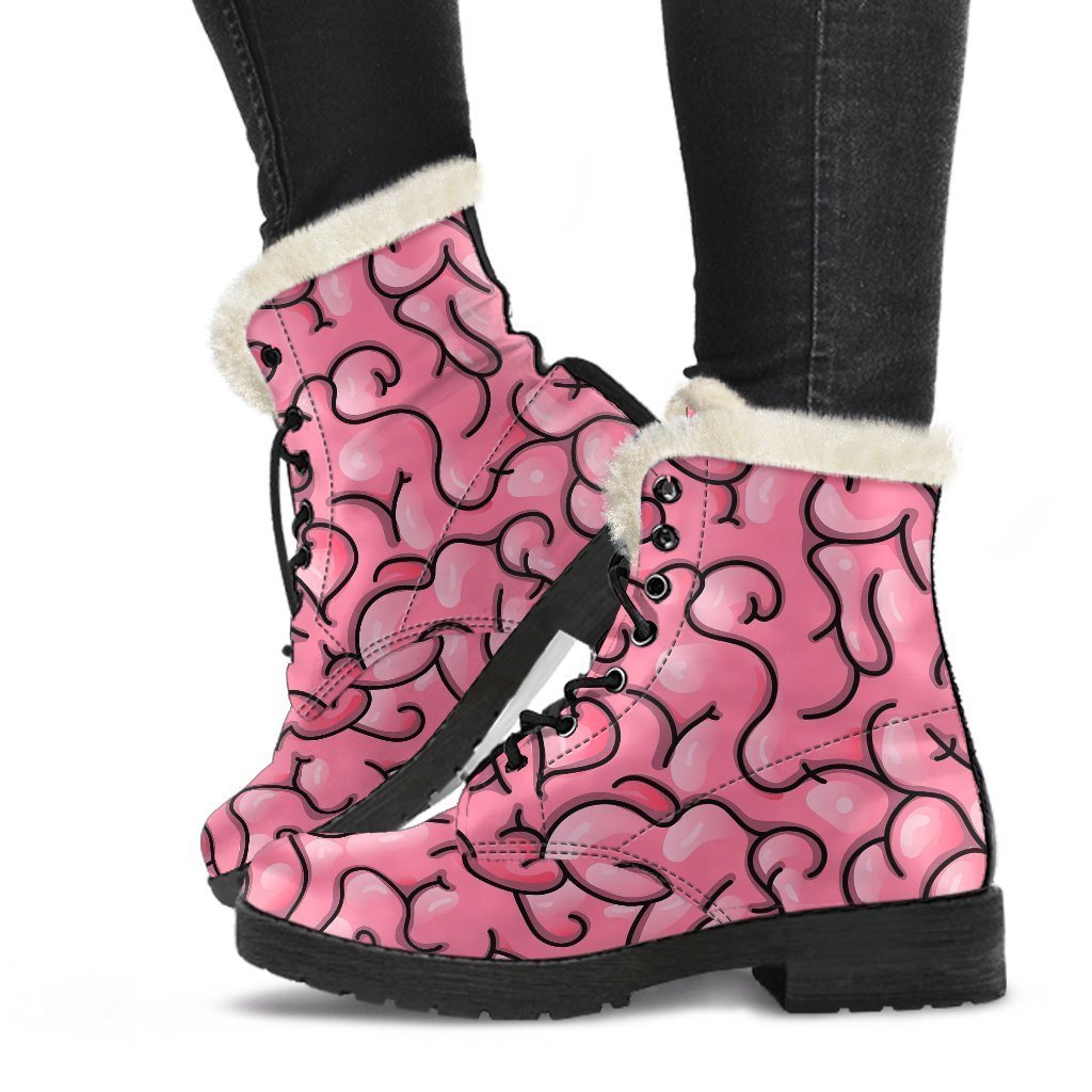 Zombie Brain Halloween Pattern Print Comfy Winter Boots-grizzshop