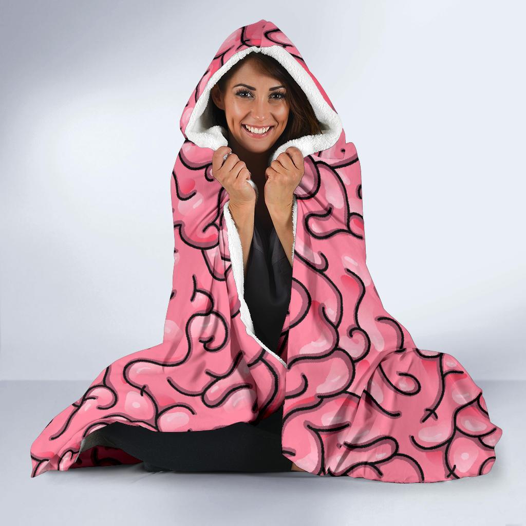 Zombie Brain Halloween Pattern Print Hooded Blanket-grizzshop