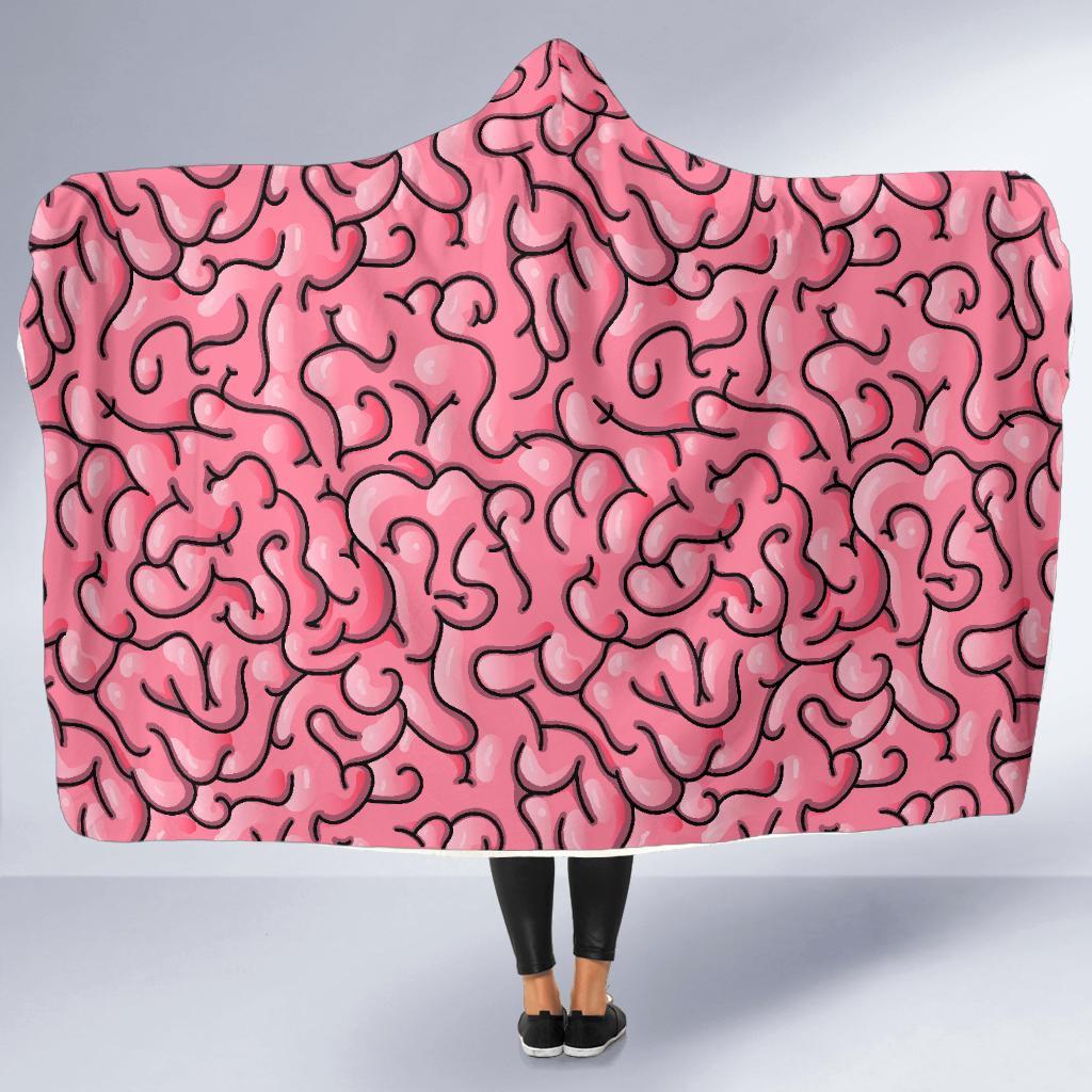 Zombie Brain Halloween Pattern Print Hooded Blanket-grizzshop