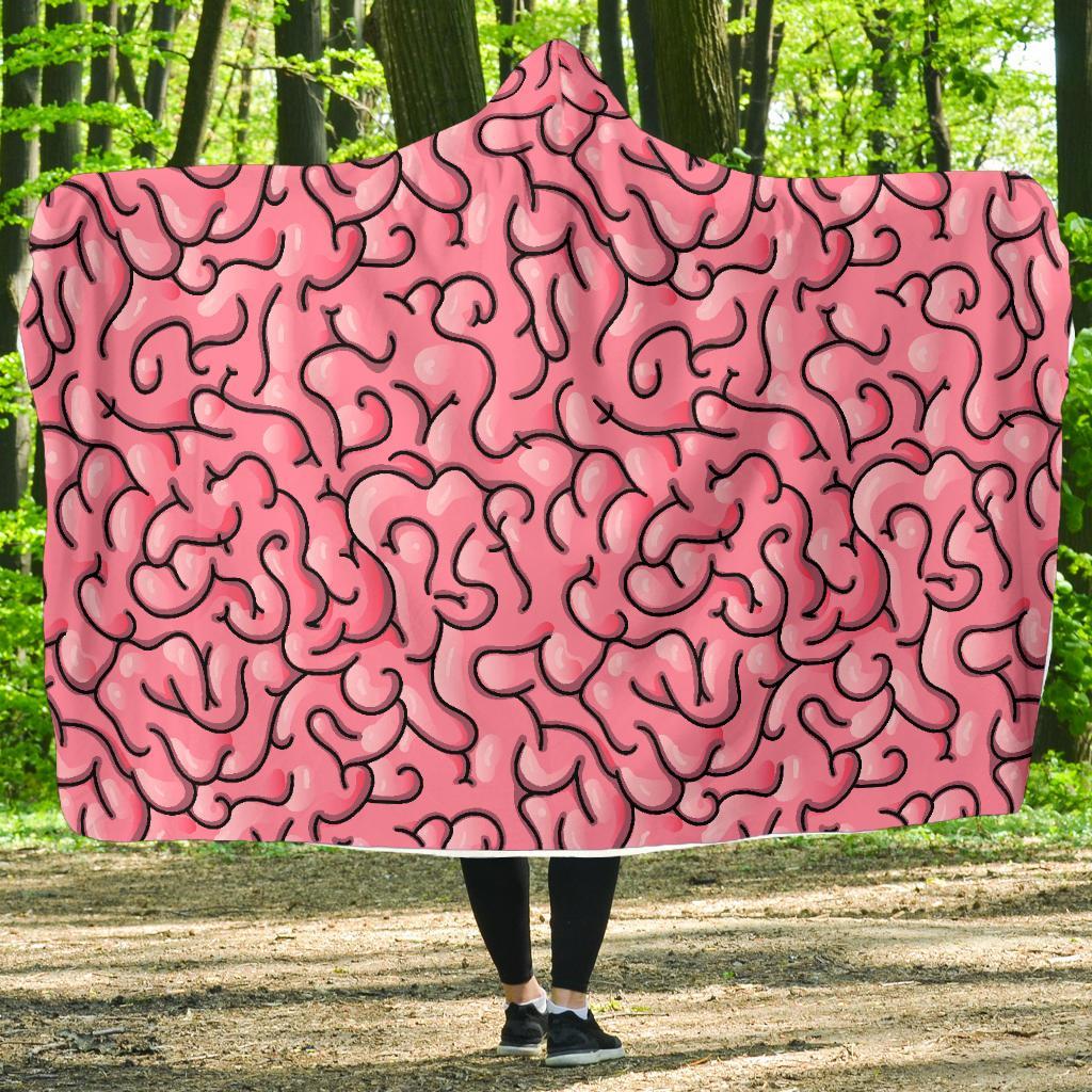 Zombie Brain Halloween Pattern Print Hooded Blanket-grizzshop