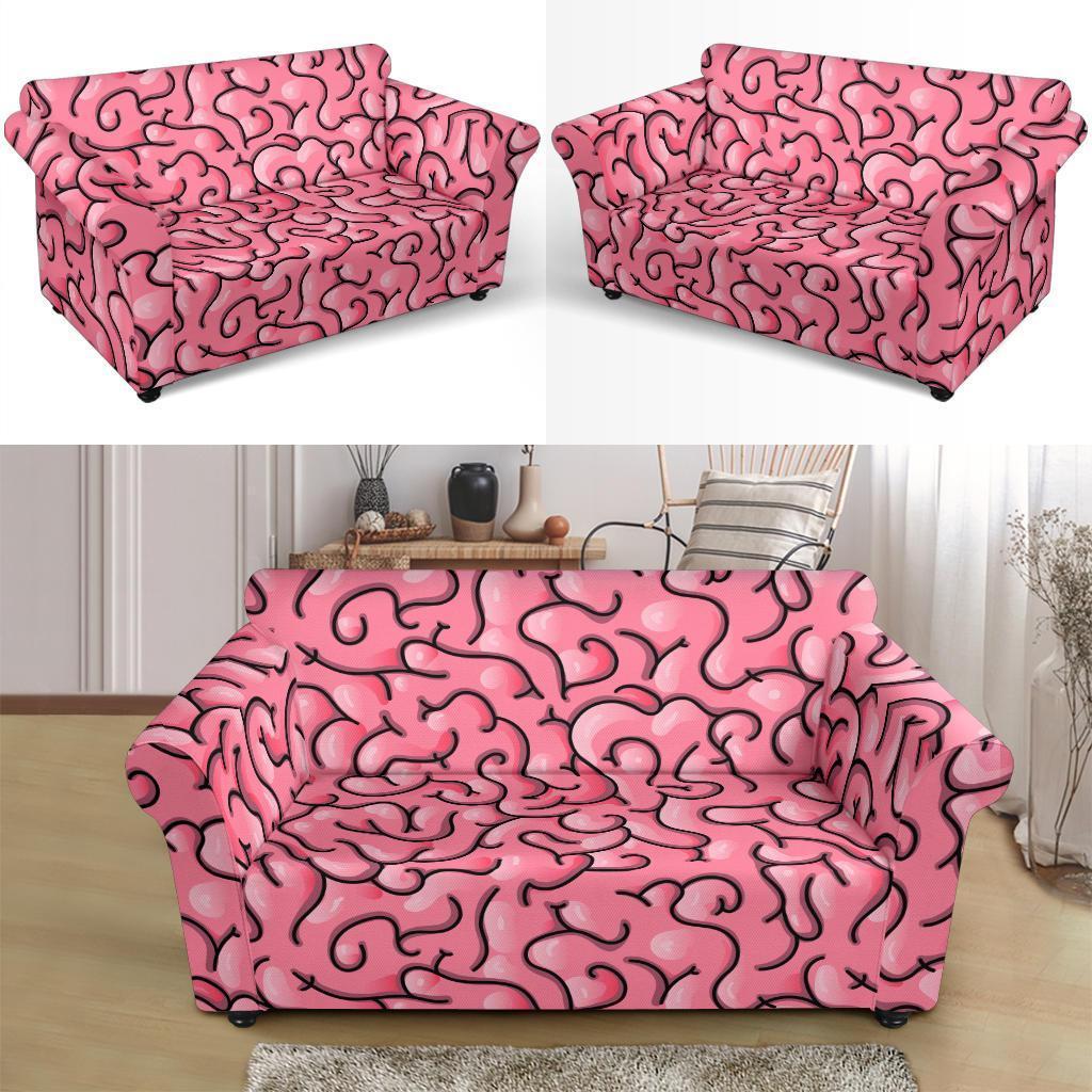 Zombie Brain Halloween Pattern Print Loveseat Cover-grizzshop