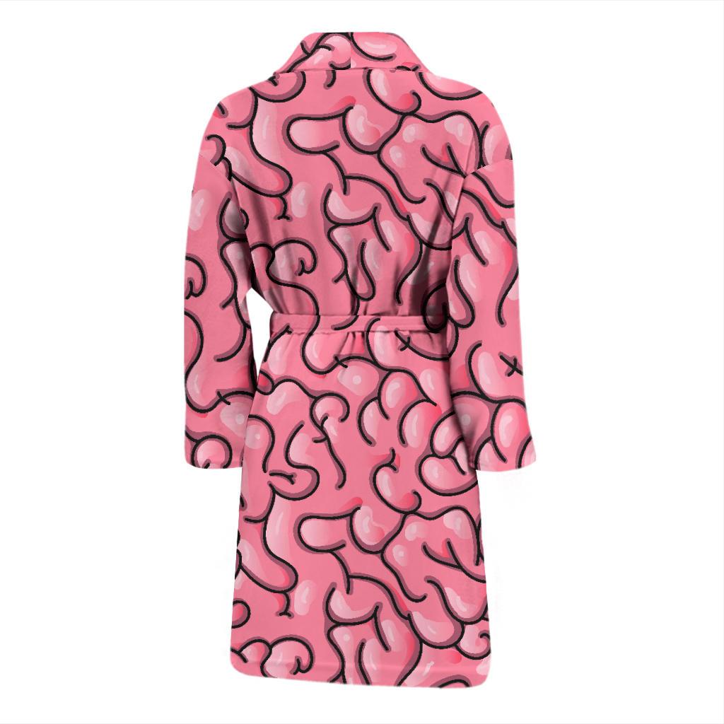 Zombie Brain Halloween Pattern Print Men Long Robe-grizzshop