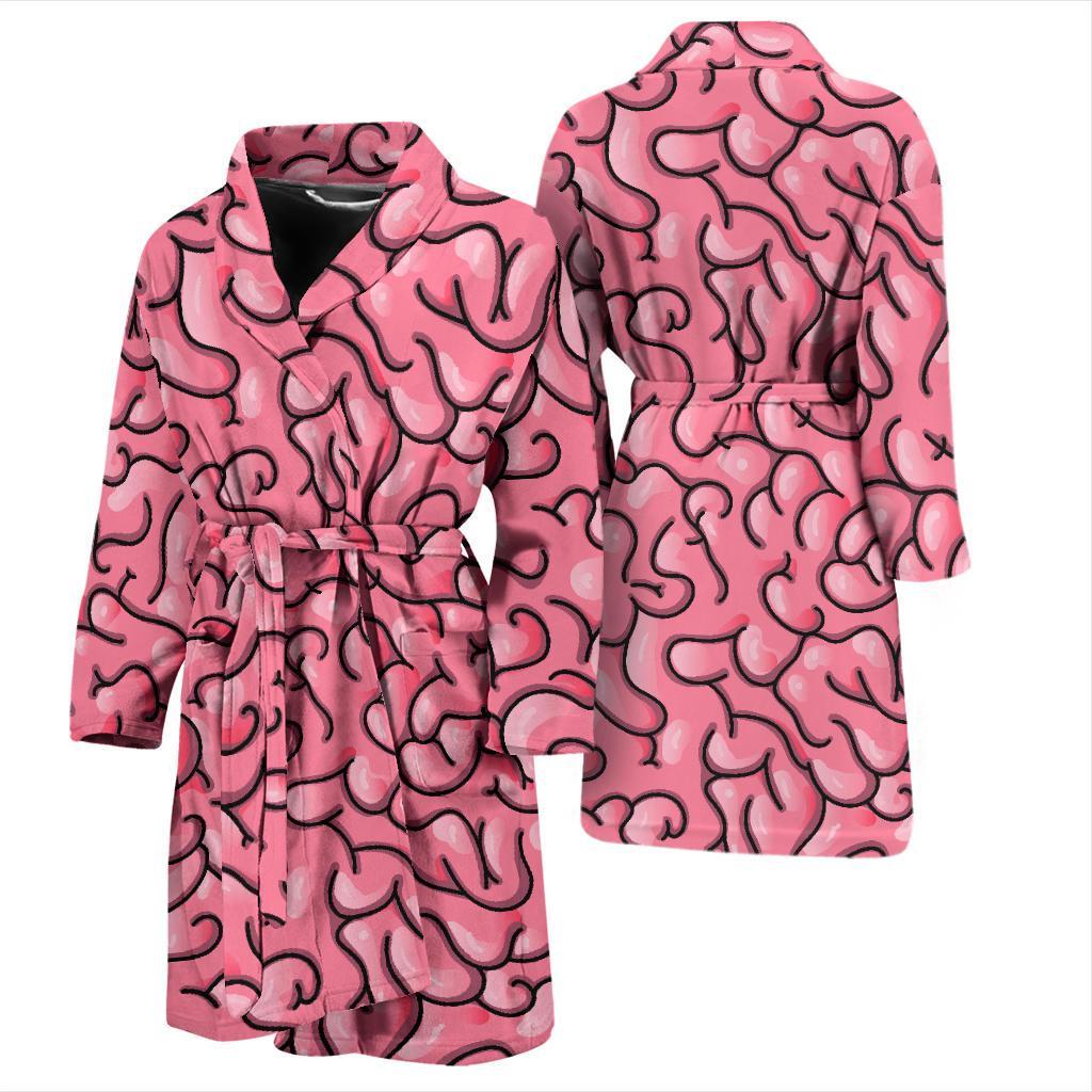 Zombie Brain Halloween Pattern Print Men Long Robe-grizzshop