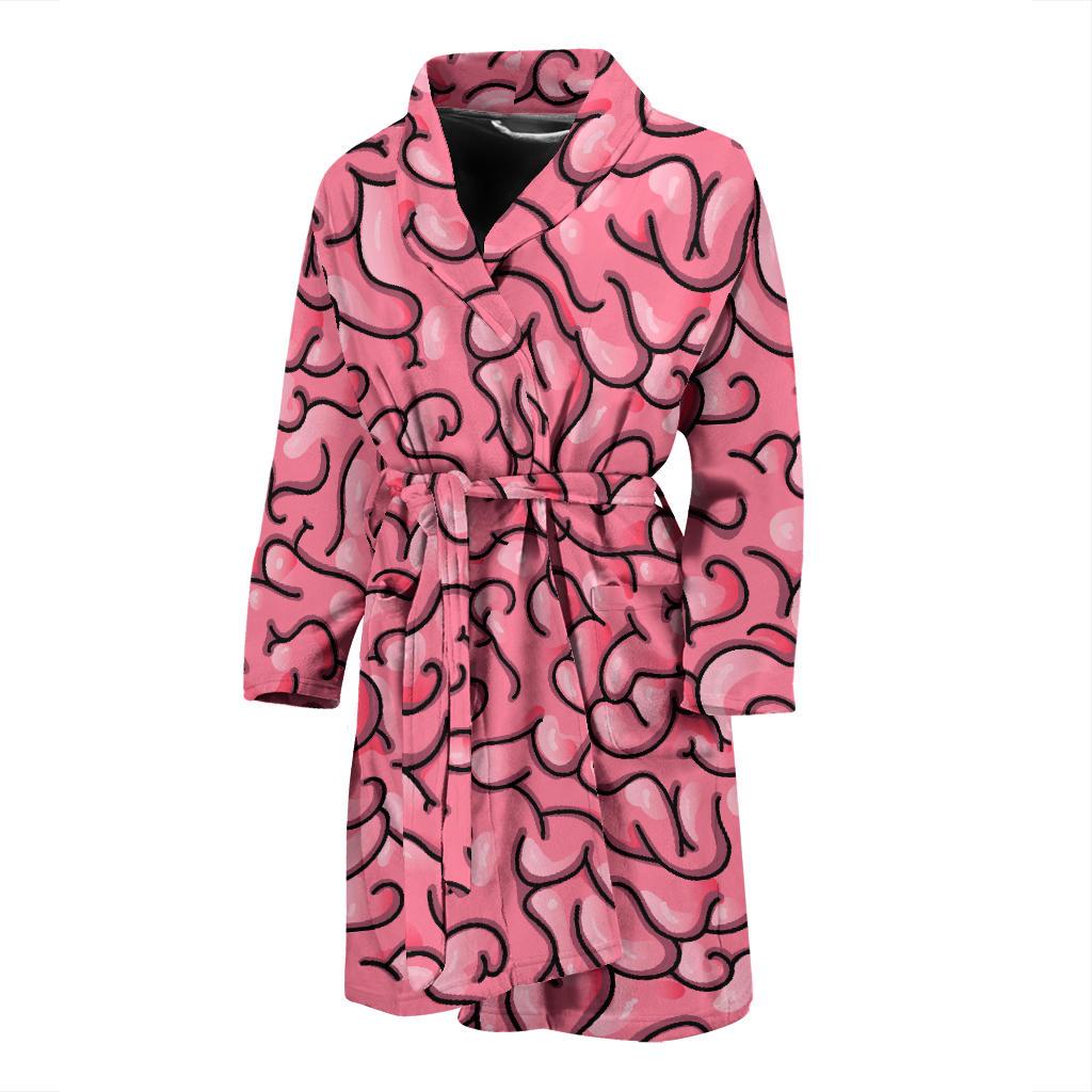 Zombie Brain Halloween Pattern Print Men Long Robe-grizzshop