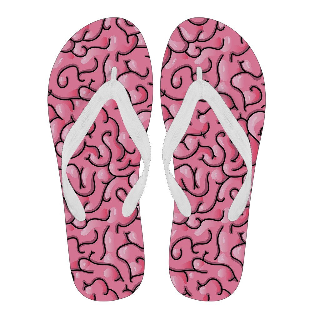 Zombie Brain Halloween Pattern Print Men & Women Flip Flops-grizzshop