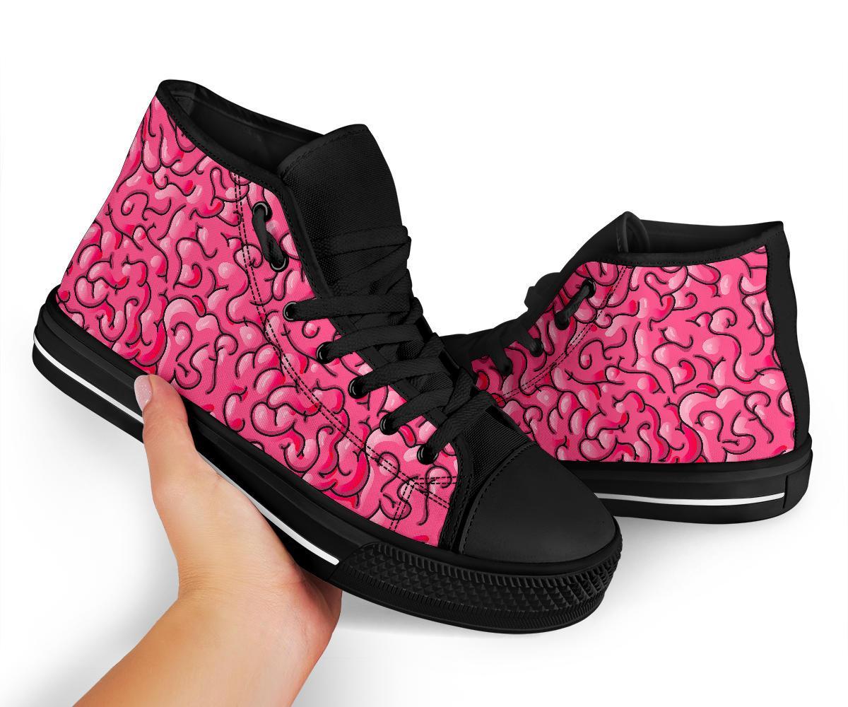 Zombie Brain Halloween Pattern Print Men Women's High Top Shoes-grizzshop
