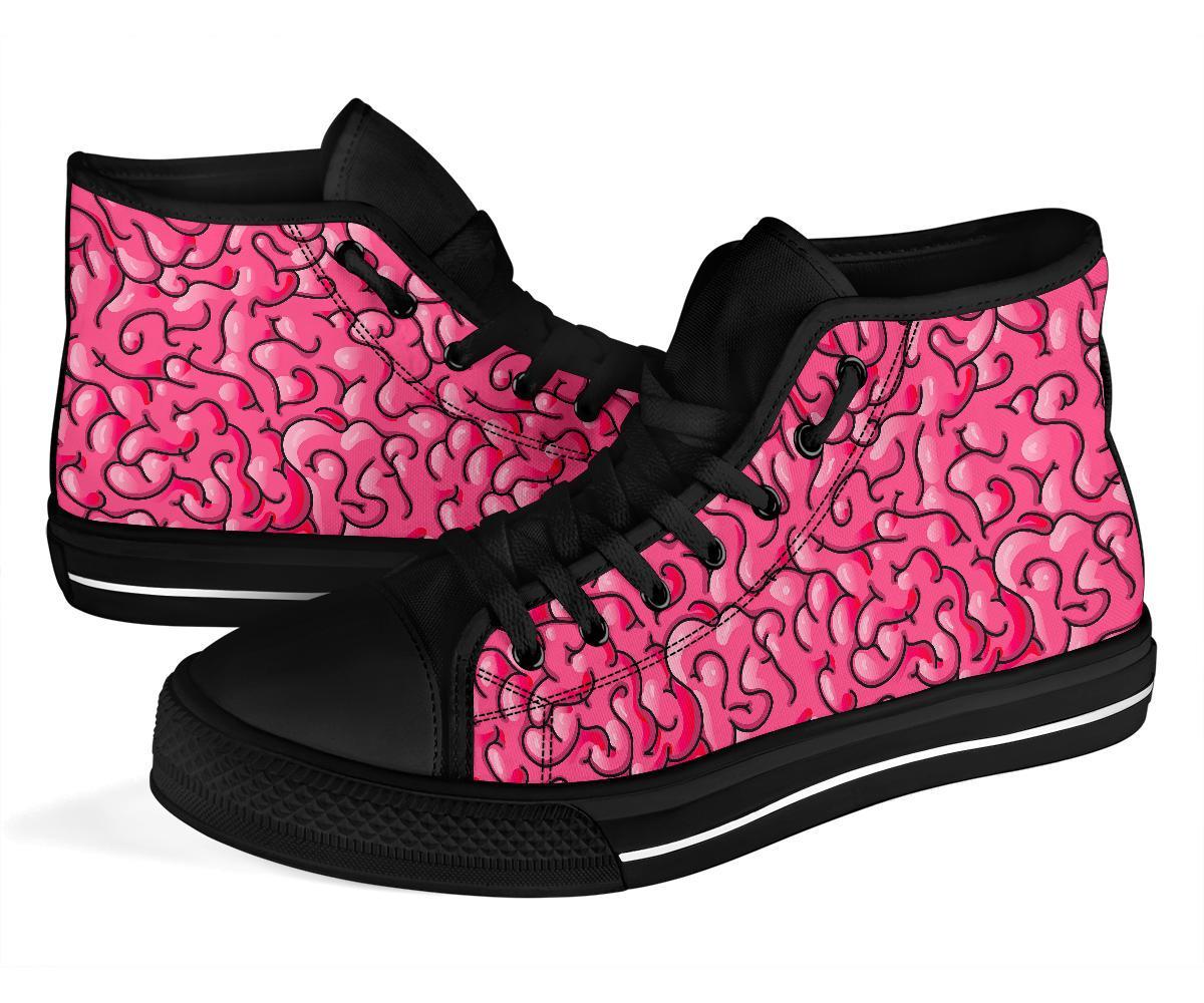 Zombie Brain Halloween Pattern Print Men Women's High Top Shoes-grizzshop