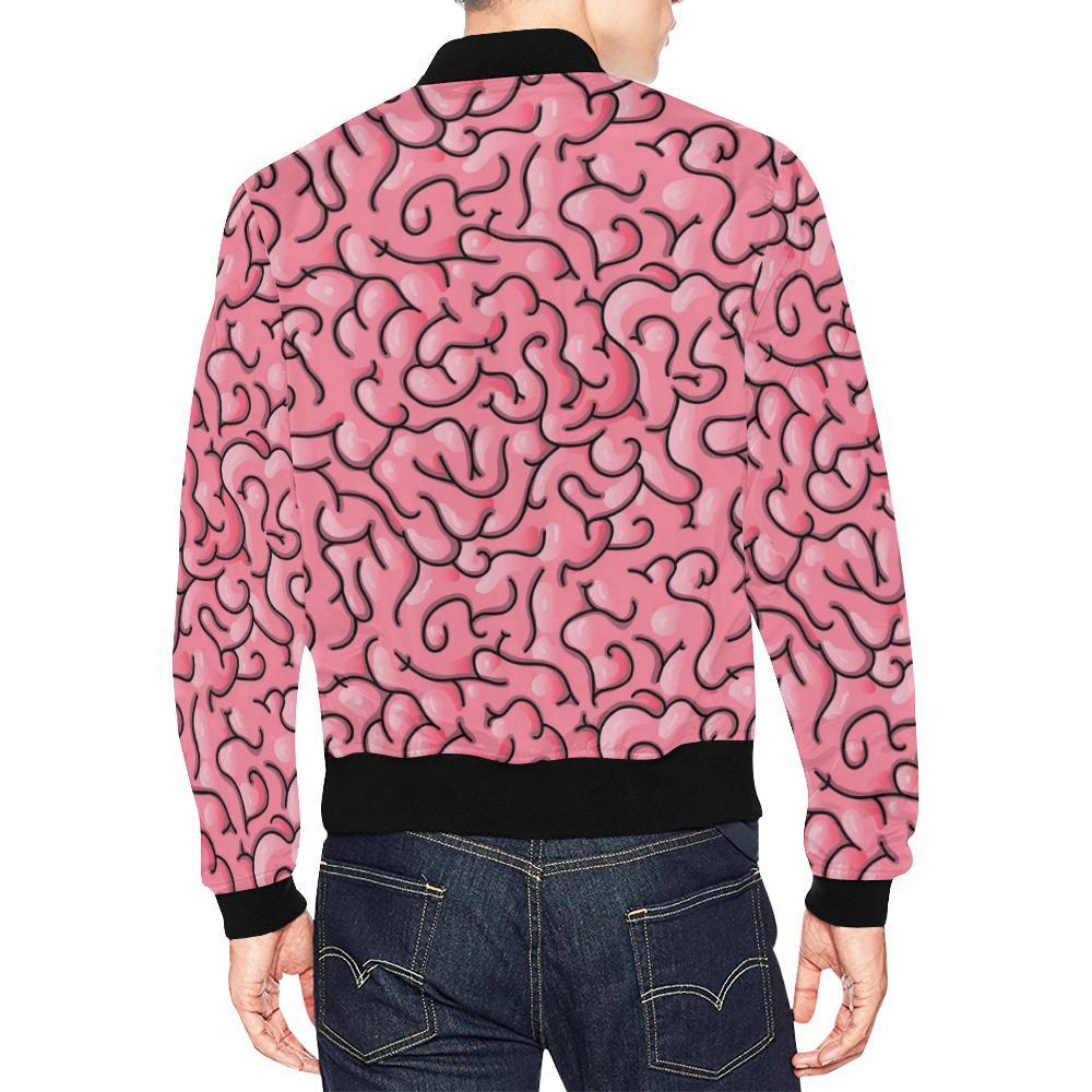 Zombie Brain Halloween Pattern Print Men's Bomber Jacket-grizzshop