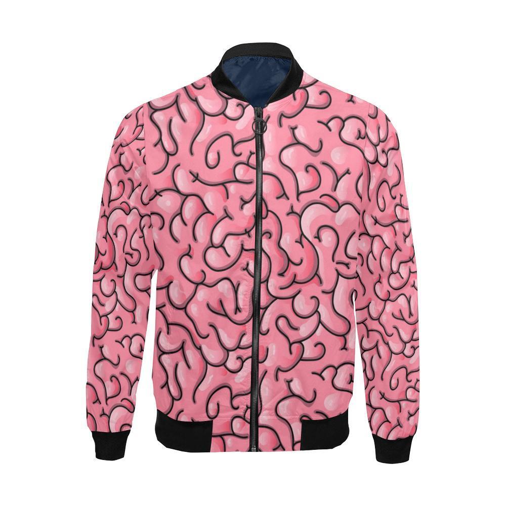 Zombie Brain Halloween Pattern Print Men's Bomber Jacket-grizzshop