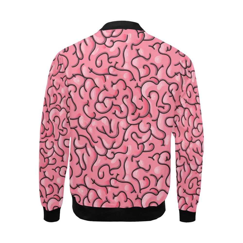 Zombie Brain Halloween Pattern Print Men's Bomber Jacket-grizzshop