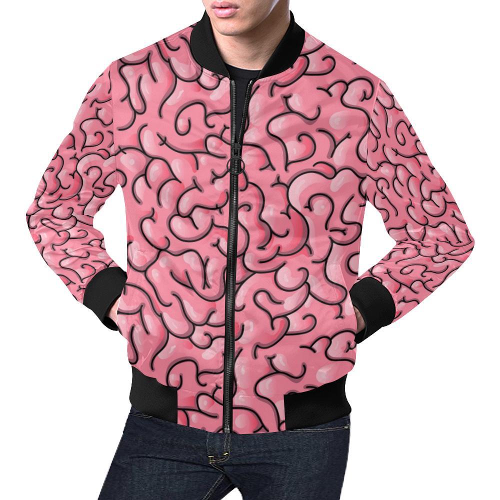 Zombie Brain Halloween Pattern Print Men's Bomber Jacket-grizzshop