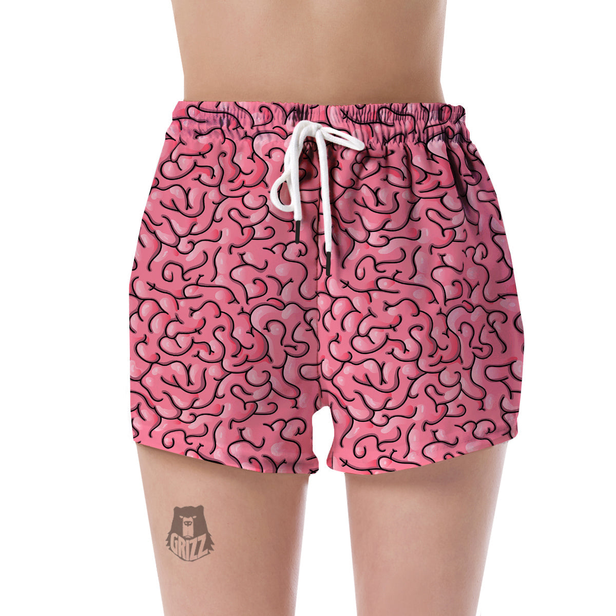 Zombie Brain Halloween Pattern Print Women's Shorts-grizzshop