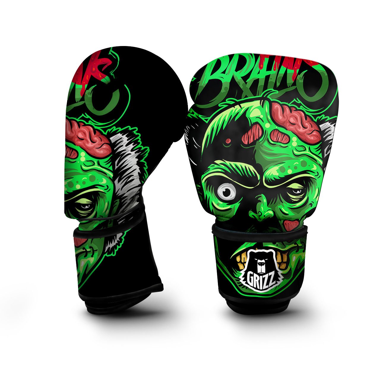 Zombie Brain Halloween Print Boxing Gloves-grizzshop