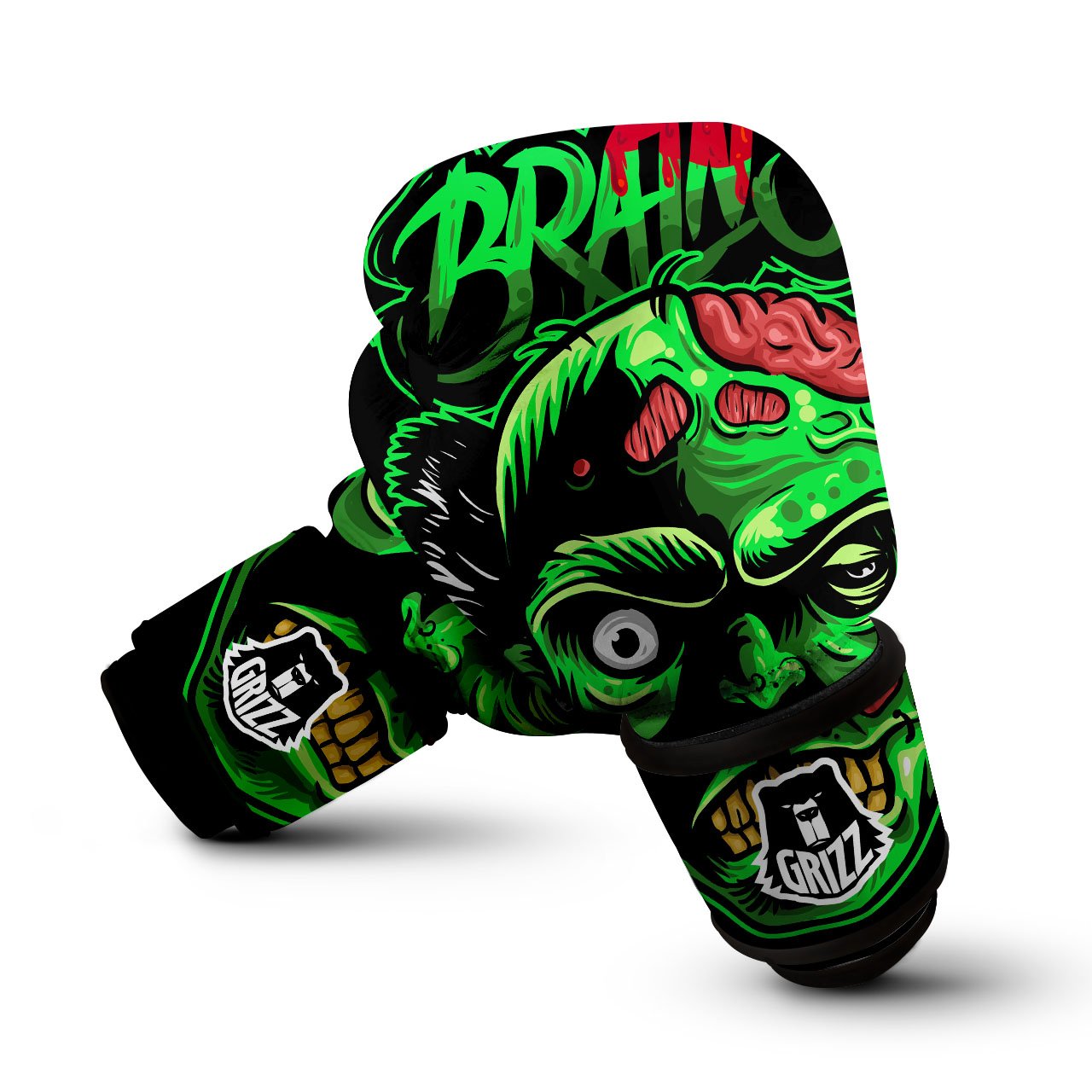 Zombie Brain Halloween Print Boxing Gloves-grizzshop