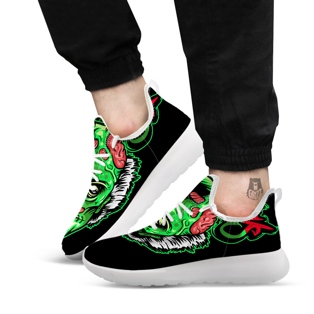 Zombie Brain Halloween Print White Athletic Shoes-grizzshop