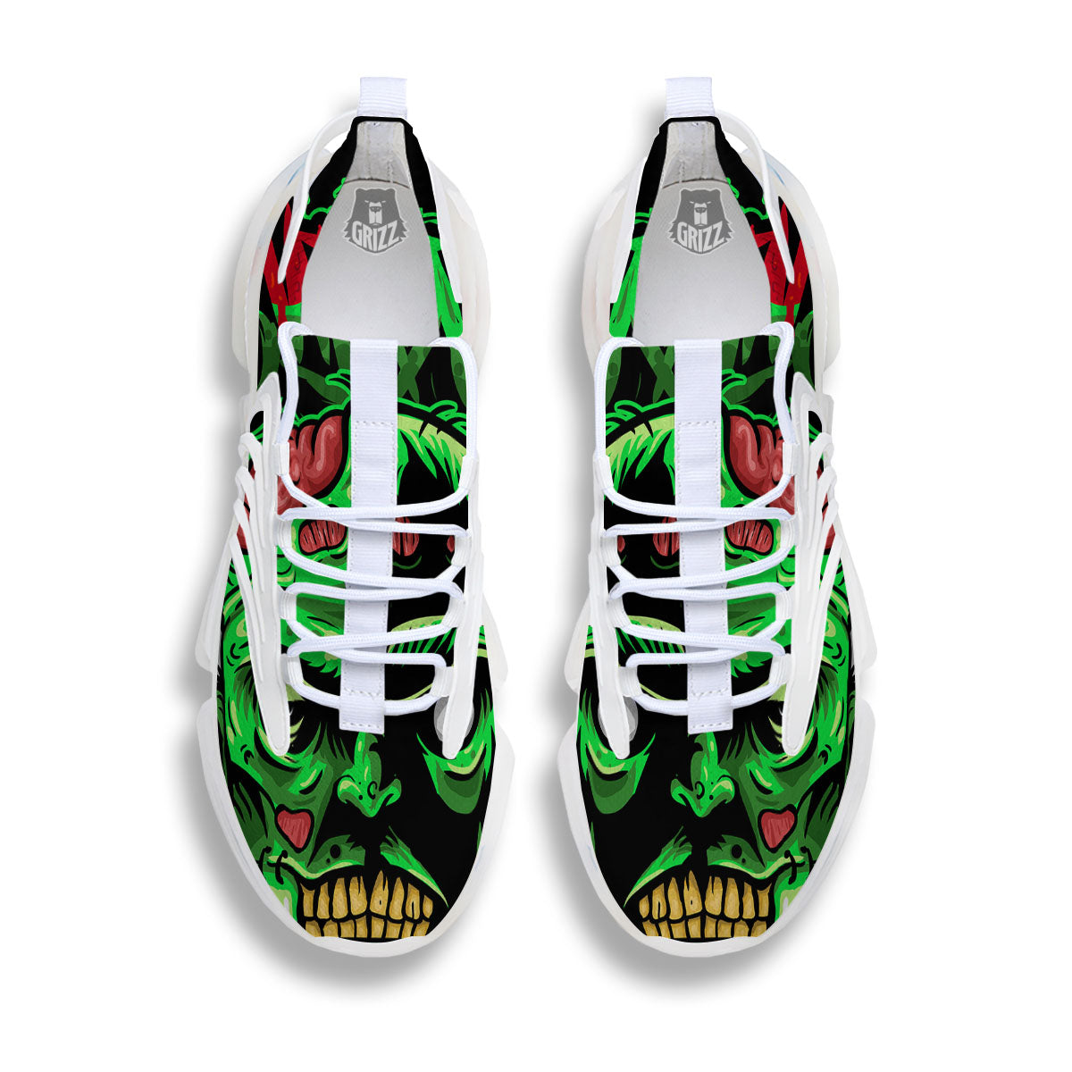 Zombie Brain Halloween Print White Gym Shoes-grizzshop