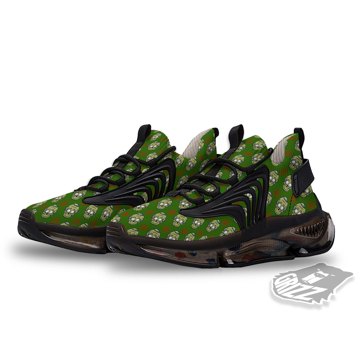 Zombie Cartoon Print Pattern Black Gym Shoes-grizzshop