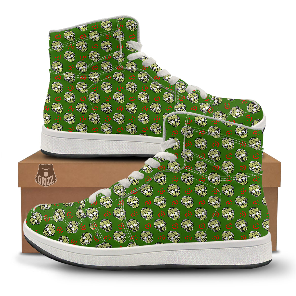 Zombie Cartoon Print Pattern High Top Sneakers-grizzshop