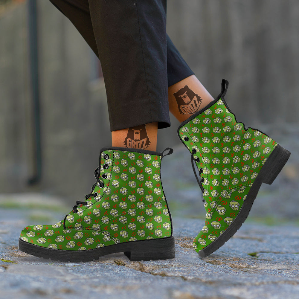 Zombie Cartoon Print Pattern Leather Boots-grizzshop