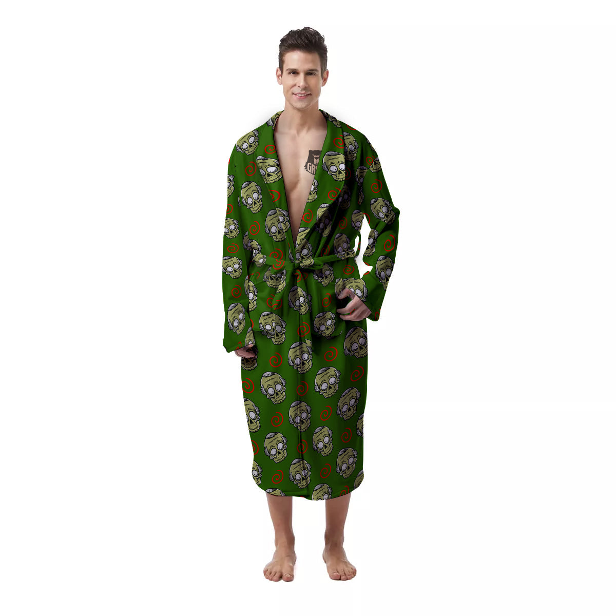 Zombie Cartoon Print Pattern Men's Robe-grizzshop