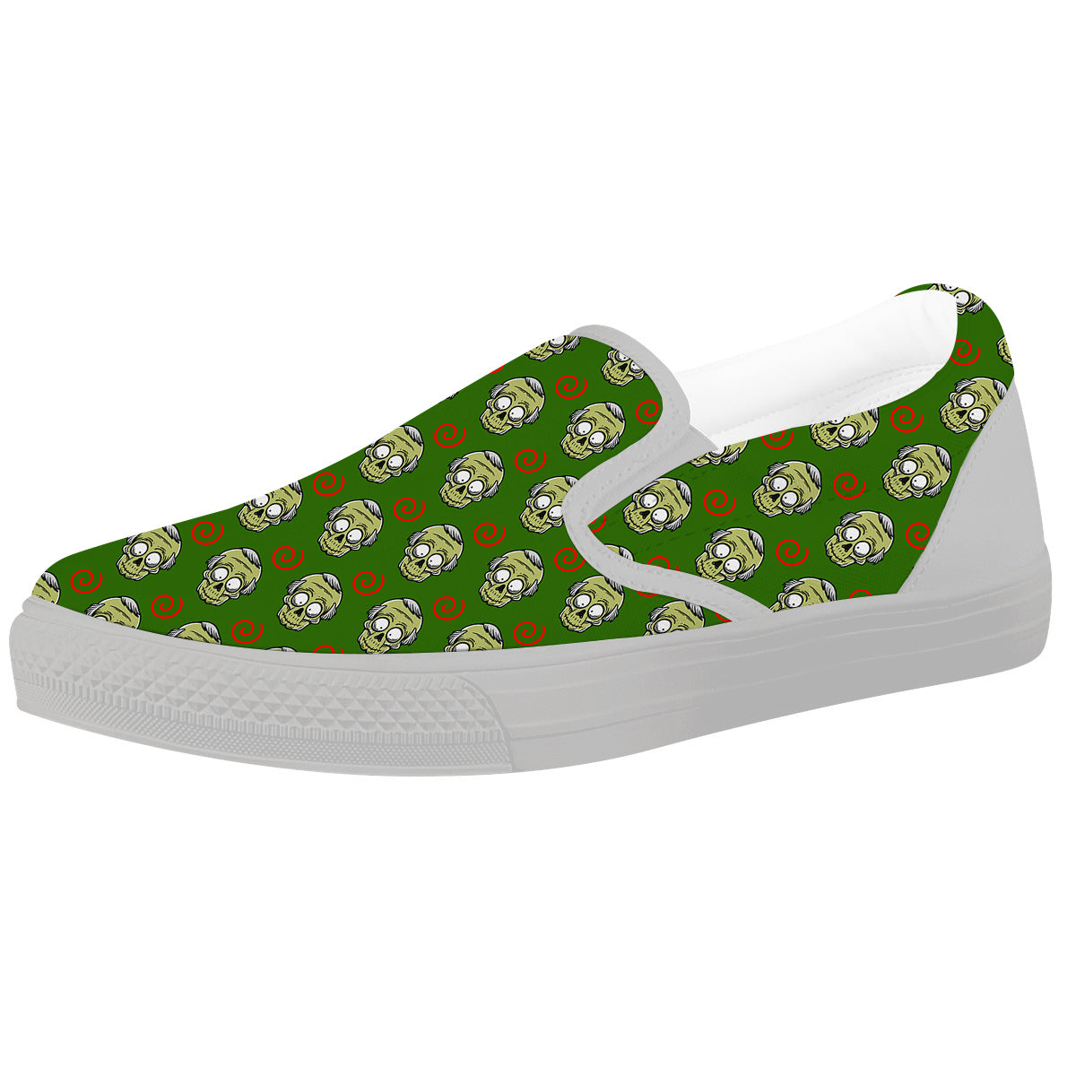 Zombie Cartoon Print Pattern White Slip On Shoes-grizzshop