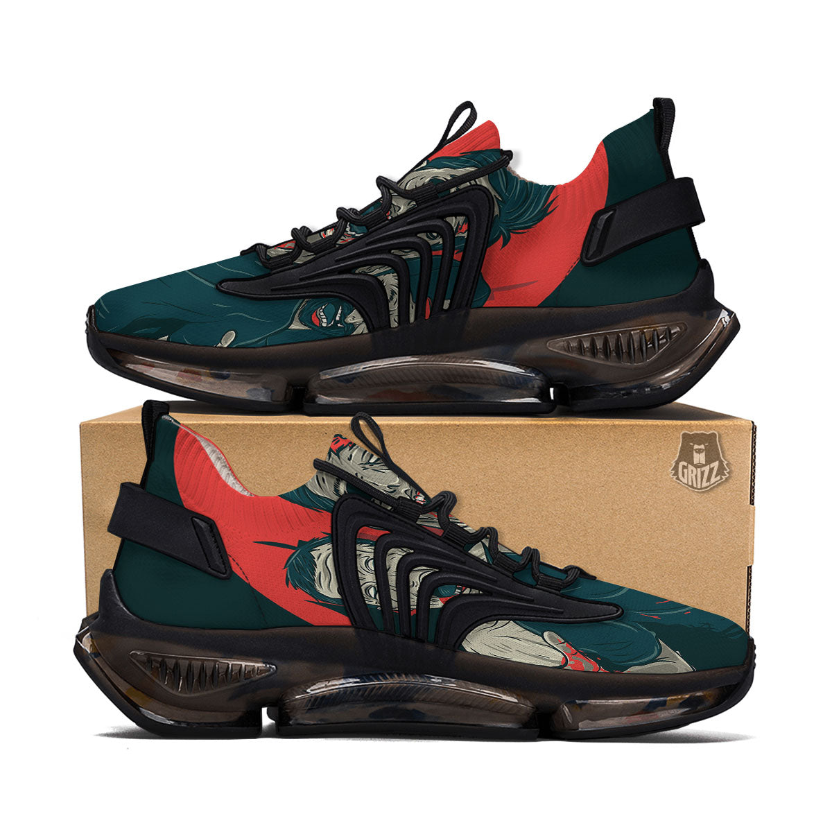 Zombie Crowd Halloween Print Black Gym Shoes-grizzshop