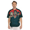 Zombie Crowd Halloween Print Men's Short Sleeve Shirts-grizzshop