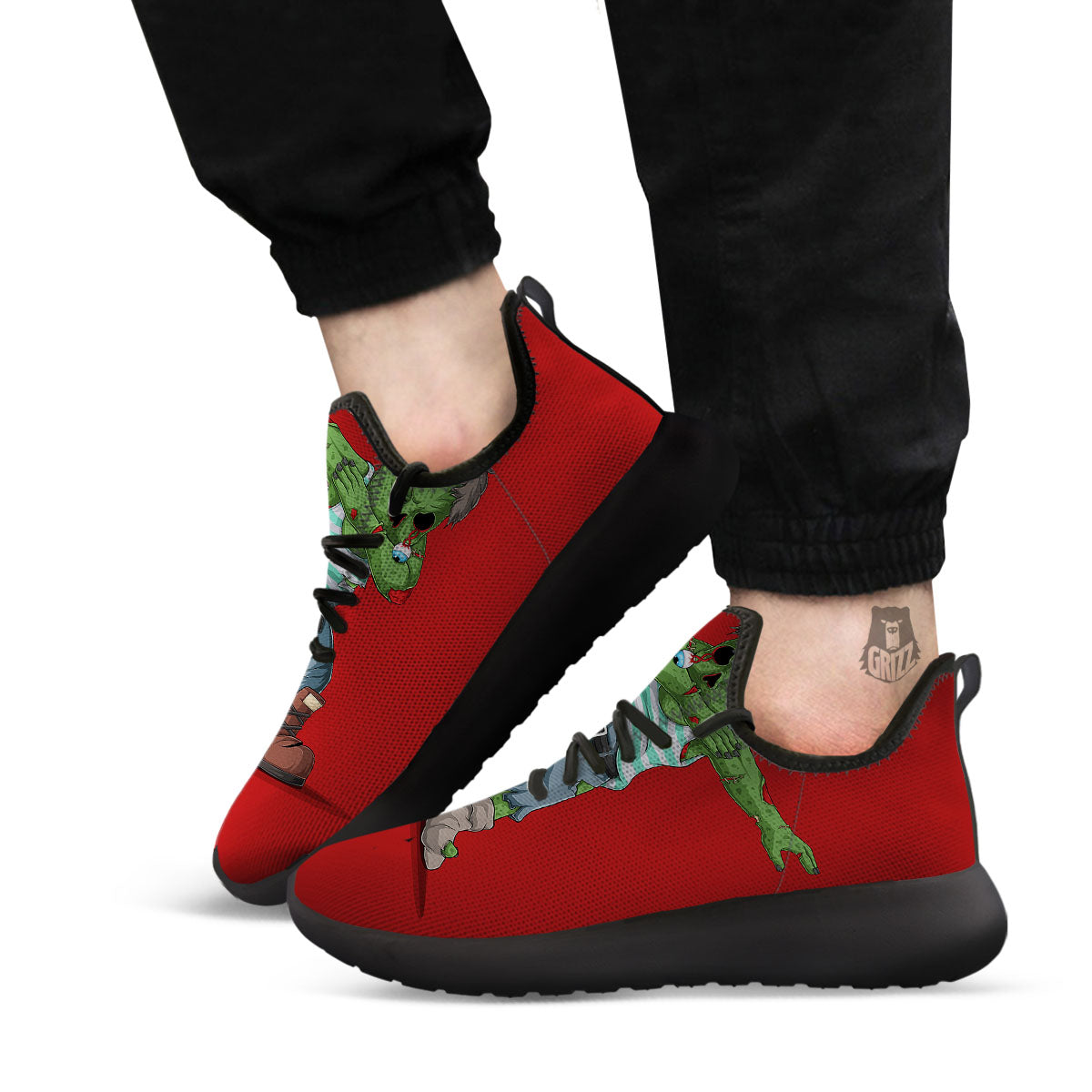 Zombie Dap Print Black Athletic Shoes-grizzshop
