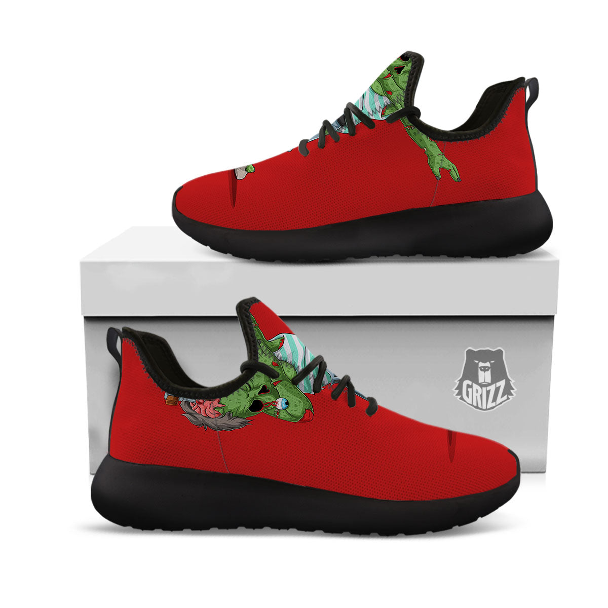 Zombie Dap Print Black Athletic Shoes-grizzshop