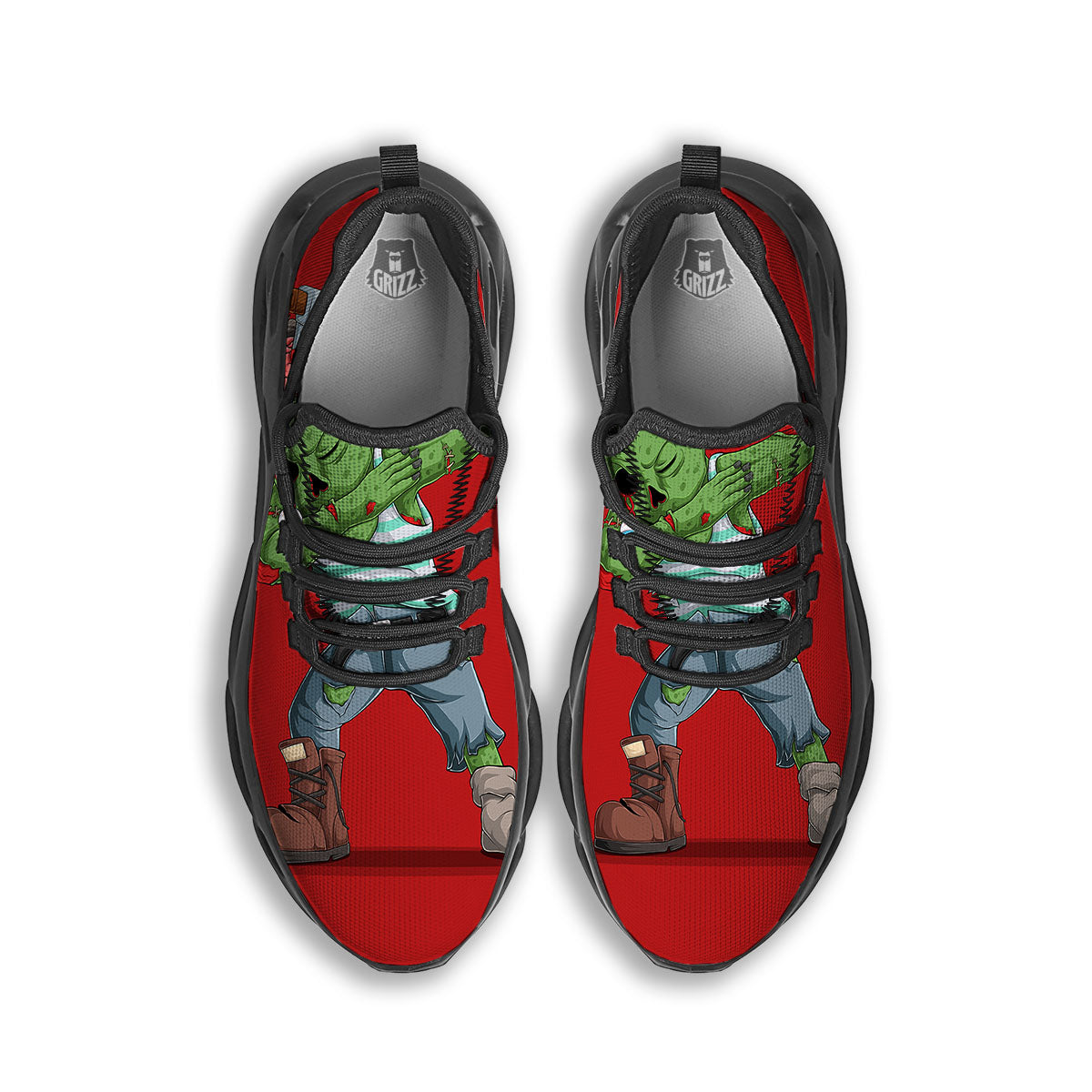Zombie Dap Print Black Running Shoes-grizzshop