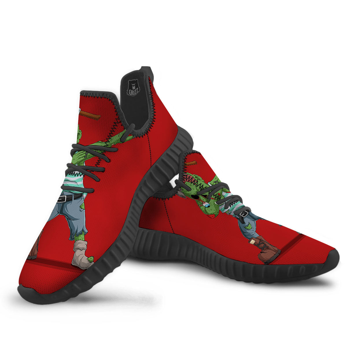 Zombie Dap Print Black Walking Shoes-grizzshop