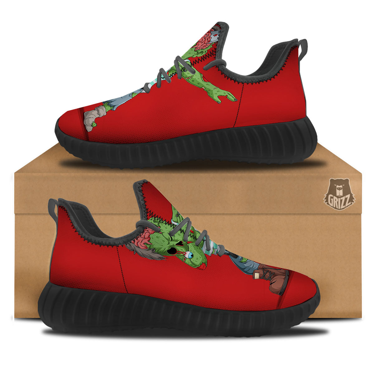 Zombie Dap Print Black Walking Shoes-grizzshop