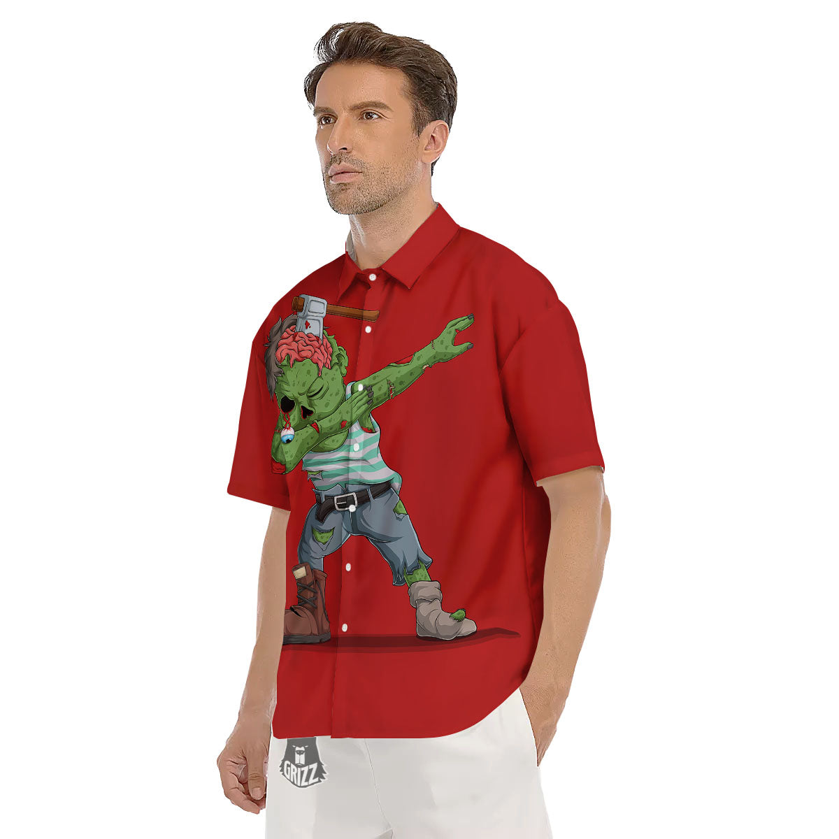 Zombie Dap Print Men's Short Sleeve Shirts-grizzshop