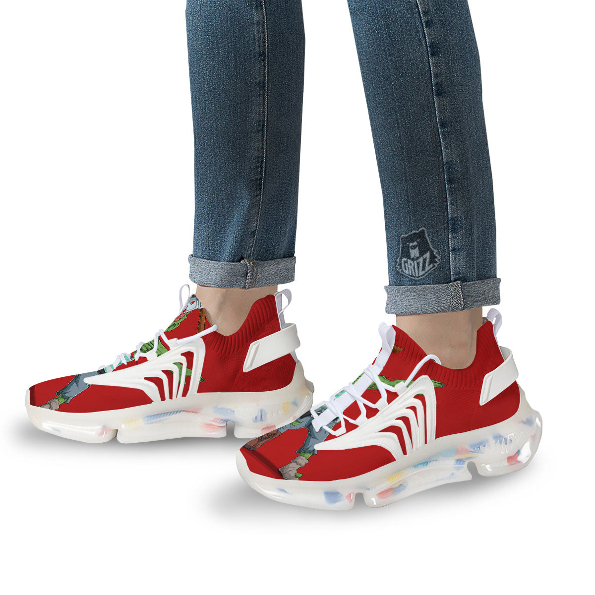 Zombie Dap Print White Gym Shoes-grizzshop