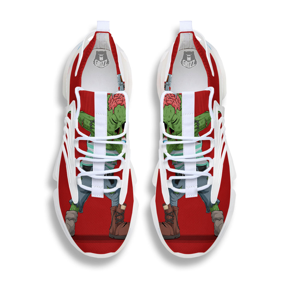 Zombie Dap Print White Gym Shoes-grizzshop